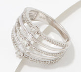 Affinity Sterling Silver 0.50ct Diamond Fancy Multi-Cut Pave Band Ring Size 6